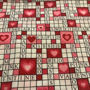 Fun VALENTINES DAY CROSSWORD Handmade Cotton Pillowcase fits a Standard.Queen